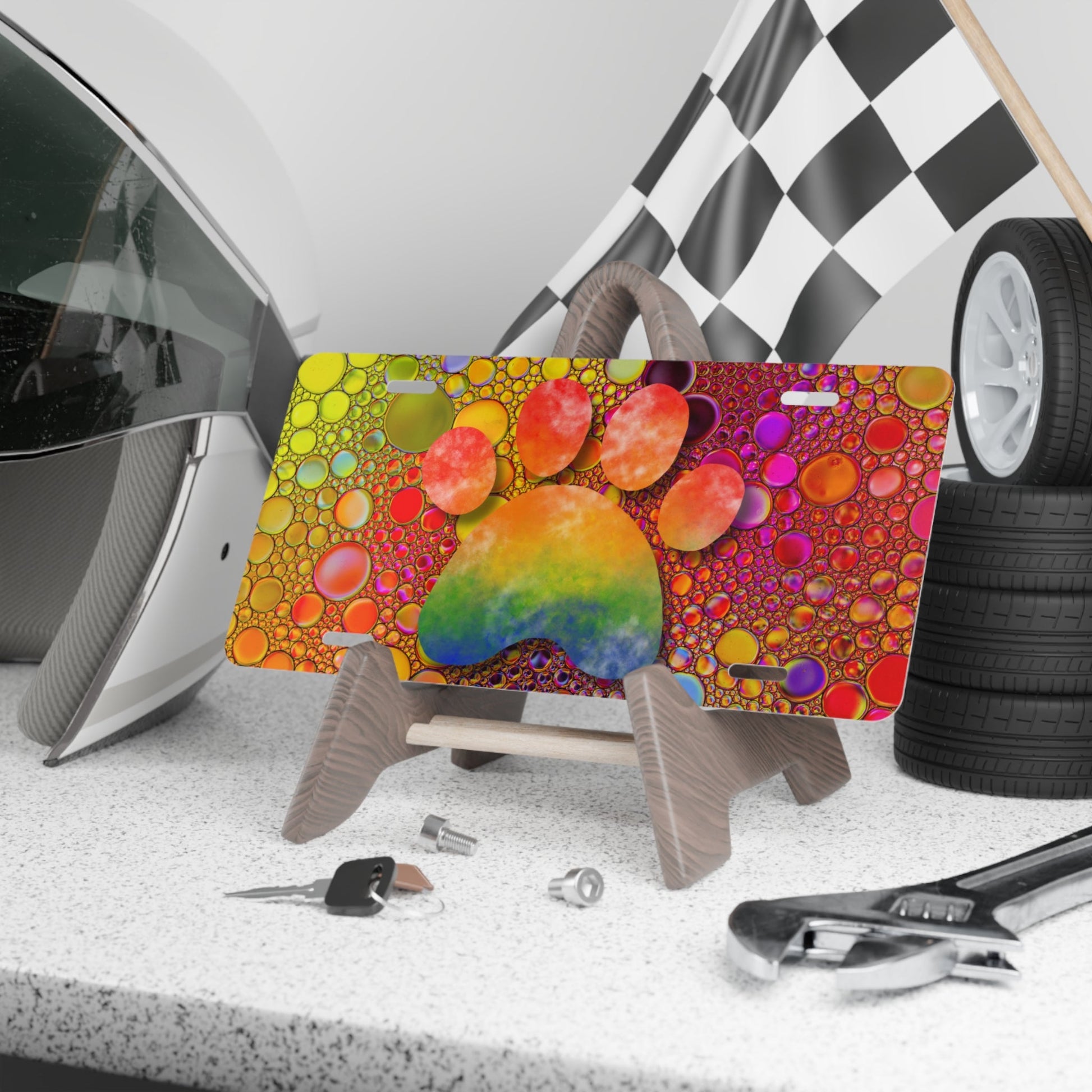 Rainbow Paw Vanity Plate - Accessories - Epileptic Al’s Shop