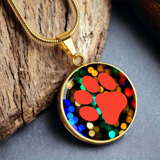 Red Paw on Bokeh Necklace - Jewelry - Epileptic Al’s Shop