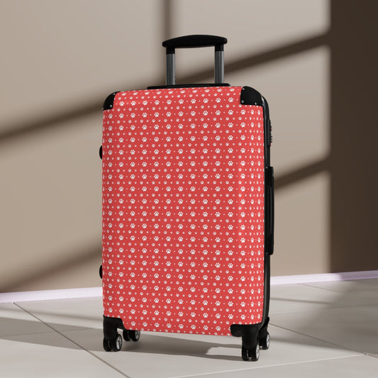 Red Paw Pattern Suitcase - Bags - Epileptic Al’s Shop