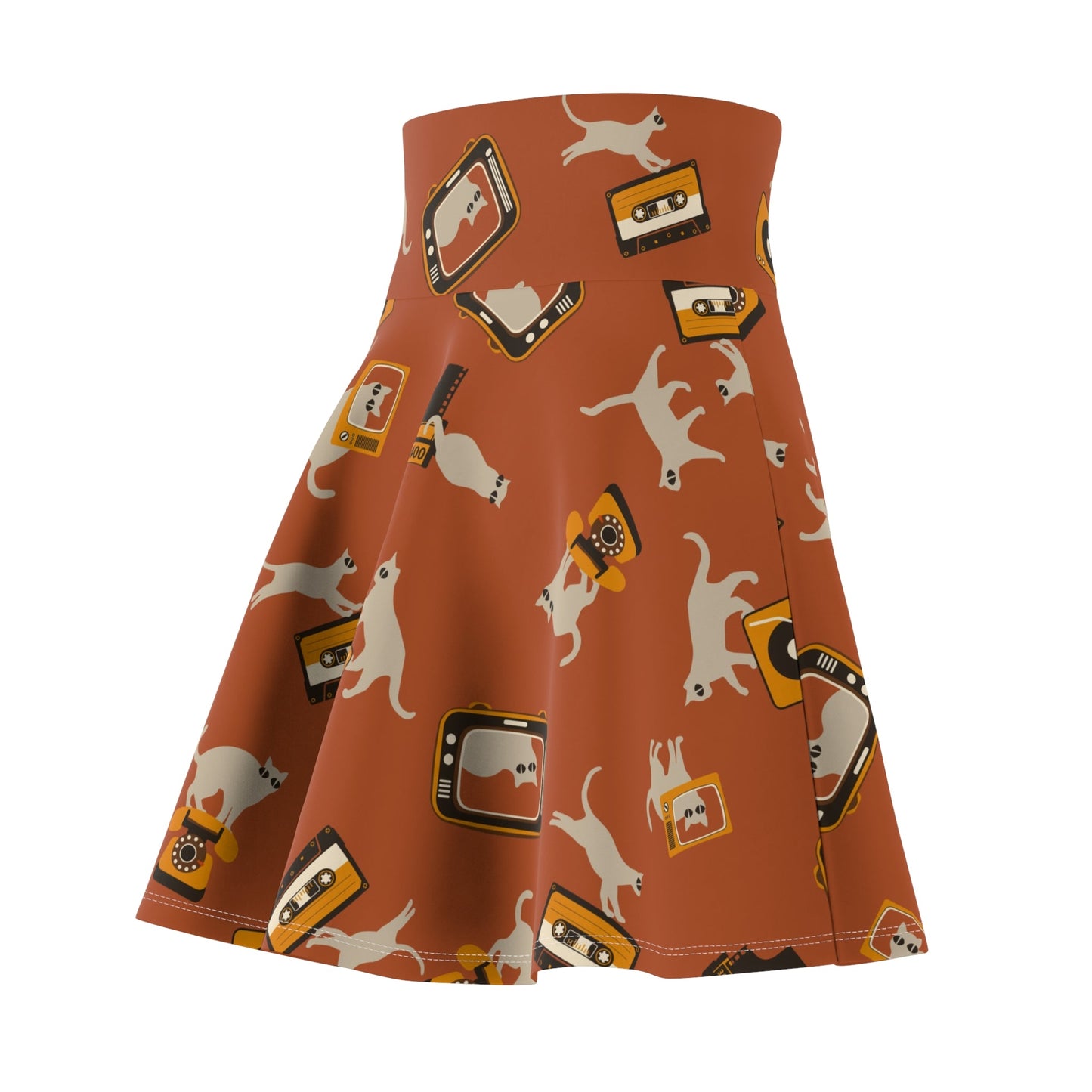 Retro Cat Tech Women's Skater Skirt - All Over Prints - Epileptic Al’s Shop