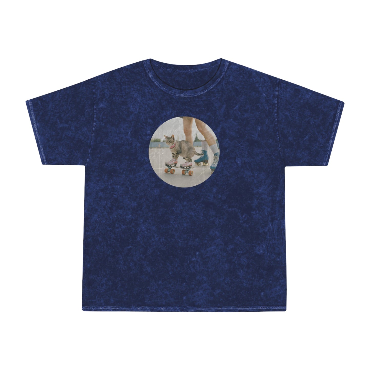 Retro Skater Kitty Unisex Mineral Wash T - Shirt - T - Shirt - Epileptic Al’s Shop