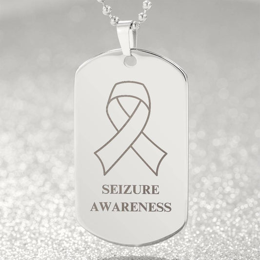 Seizure Awareness Engraved Dog Tag Necklace - Jewelry - Epileptic Al’s Shop