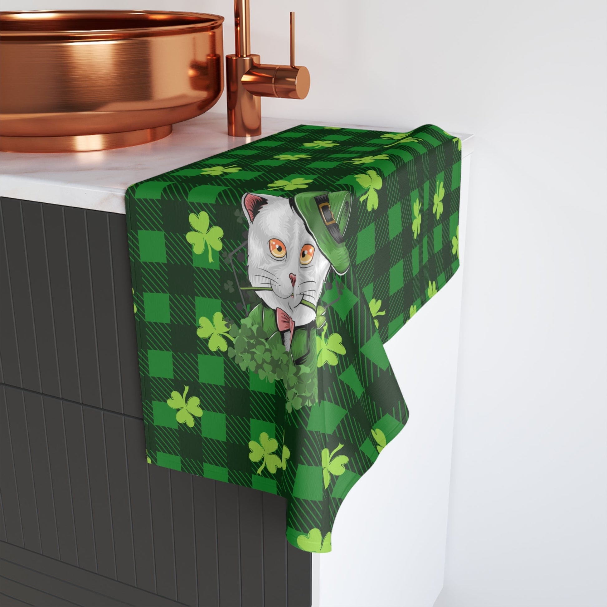 Shamrock Cat Hand Towel - Home Decor - Epileptic Al’s Shop