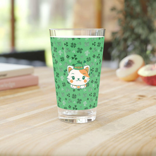 Shamrock Kitty Pint Glass, 16oz - Mug - Epileptic Al’s Shop