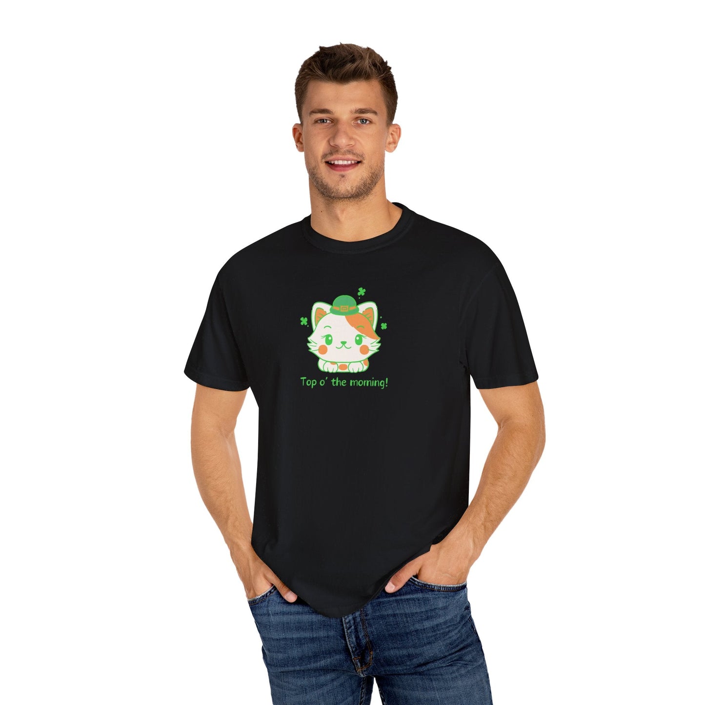 Shamrock Kitty Unisex Garment - Dyed T - shirt - T - Shirt - Epileptic Al’s Shop