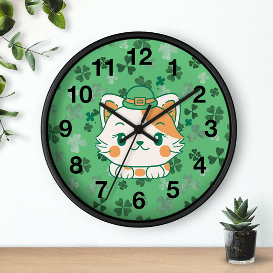 Shamrock Kitty Wall Clock - Home Decor - Epileptic Al’s Shop