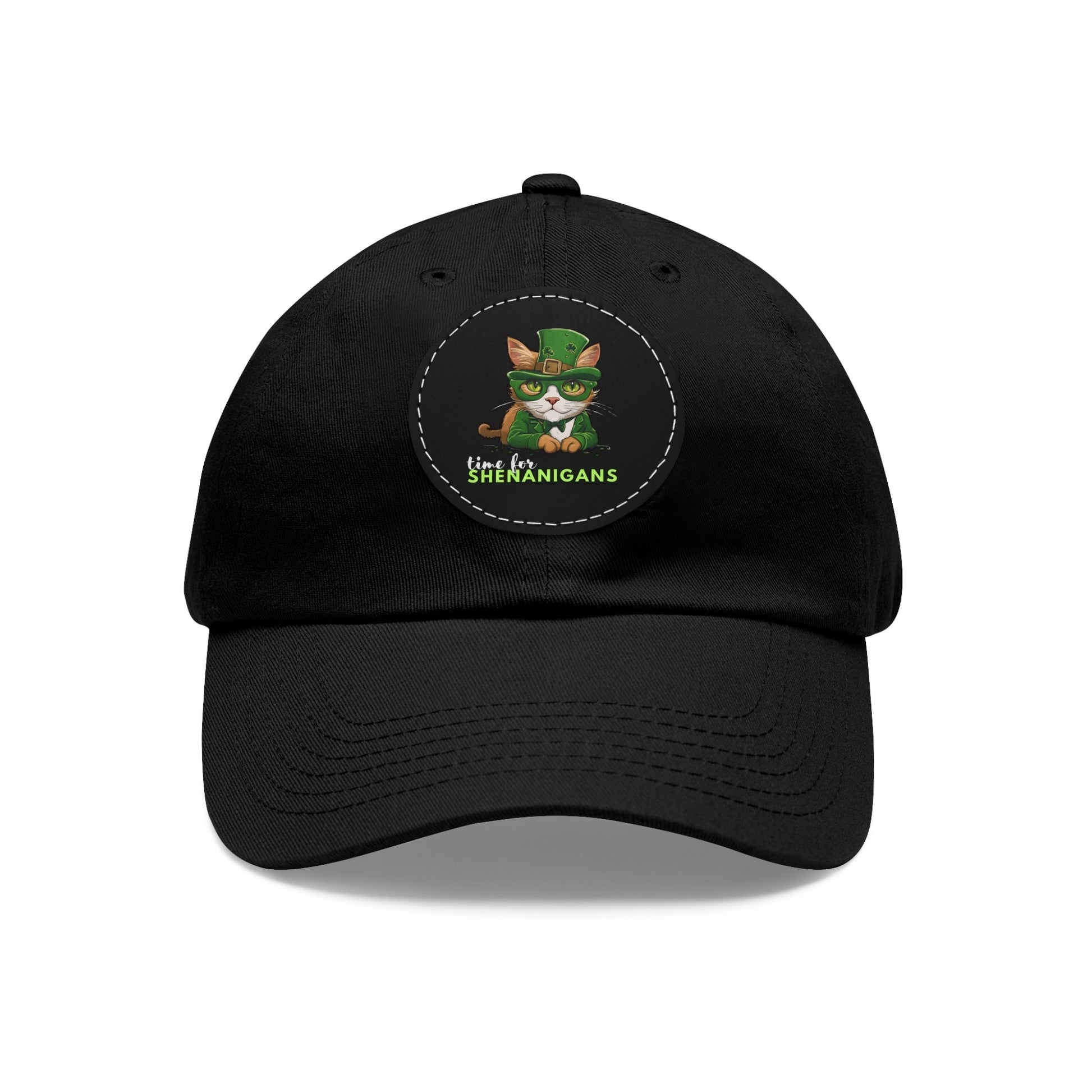 Shenanigans Dad Hat with Leather Patch (Round) - Hats - Epileptic Al’s Shop