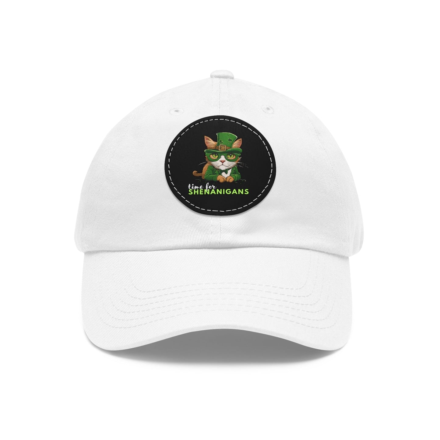 Shenanigans Dad Hat with Leather Patch (Round) - Hats - Epileptic Al’s Shop