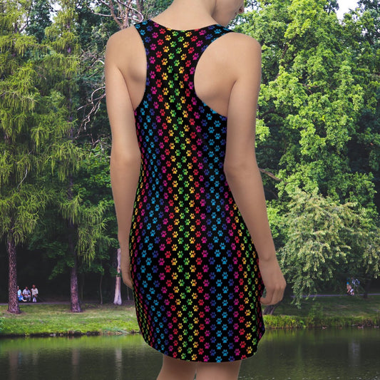 Shimmery Cat Paws Women's Cut & Sew Racerback Dress - All Over Prints - Epileptic Al’s Shop