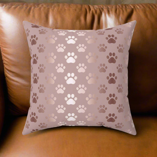 Shimmery Pink Paws Spun Polyester Square Pillow - Home Decor - Epileptic Al’s Shop