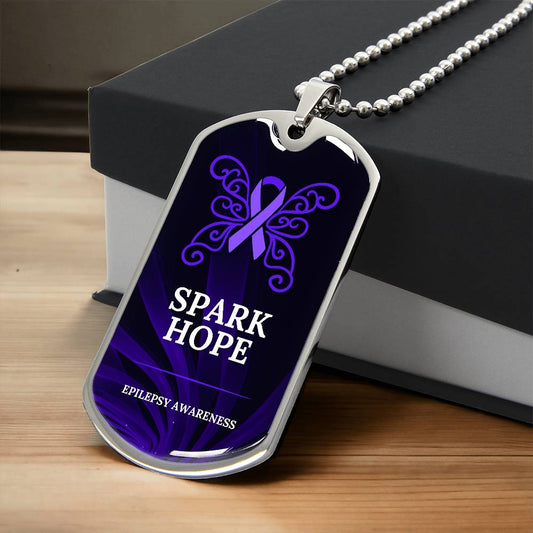 Spark Hope Dog Tag Necklace - Jewelry - Epileptic Al’s Shop