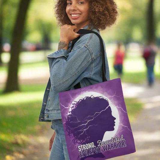 Strong Beautiful Epilepsy Warrior Canvas Tote Bag - Accessories - EpiAl's Shop