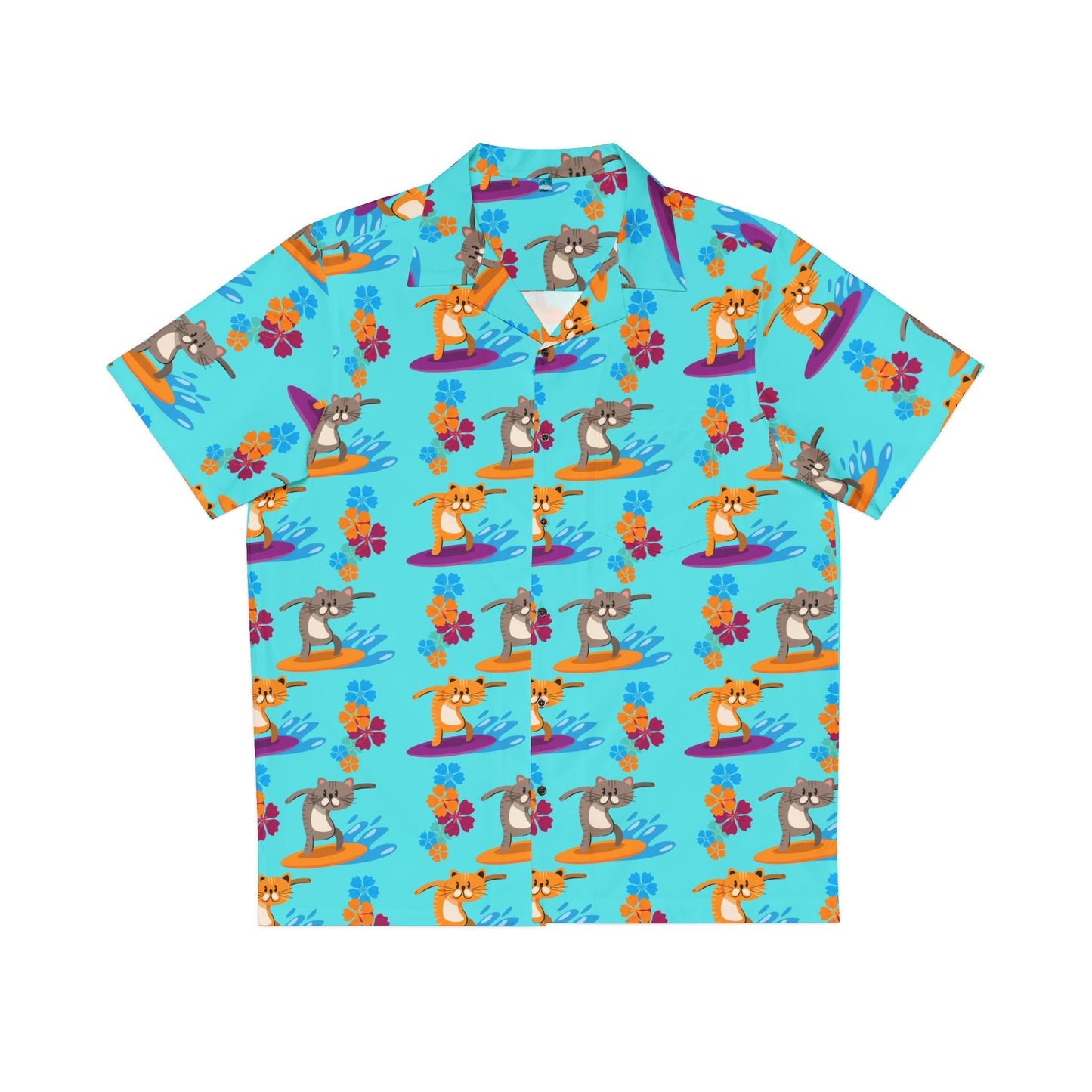 Surfer Cat Men's Hawaiian Shirt - All Over Prints - Epileptic Al’s Shop