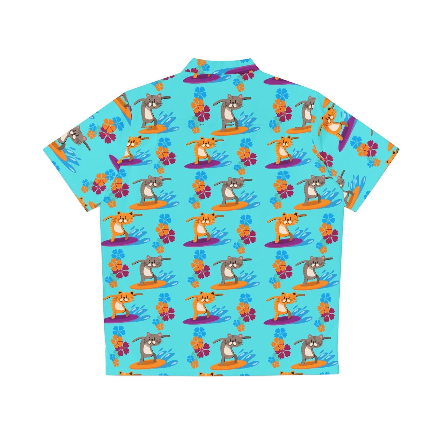 Surfer Cat Men's Hawaiian Shirt - All Over Prints - Epileptic Al’s Shop