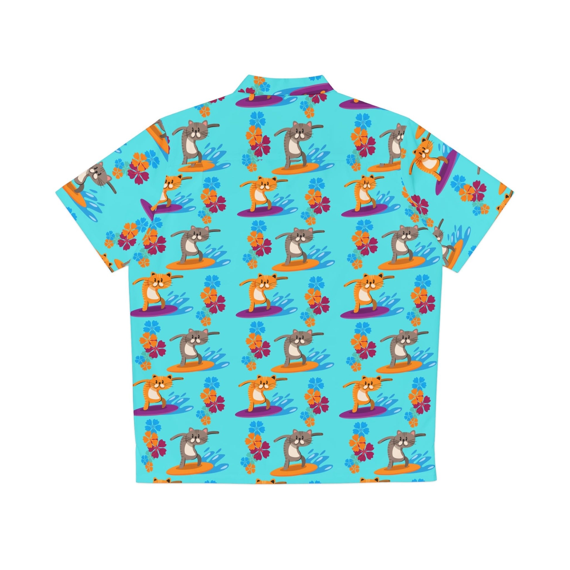 Surfer Cat Men's Hawaiian Shirt - All Over Prints - Epileptic Al’s Shop