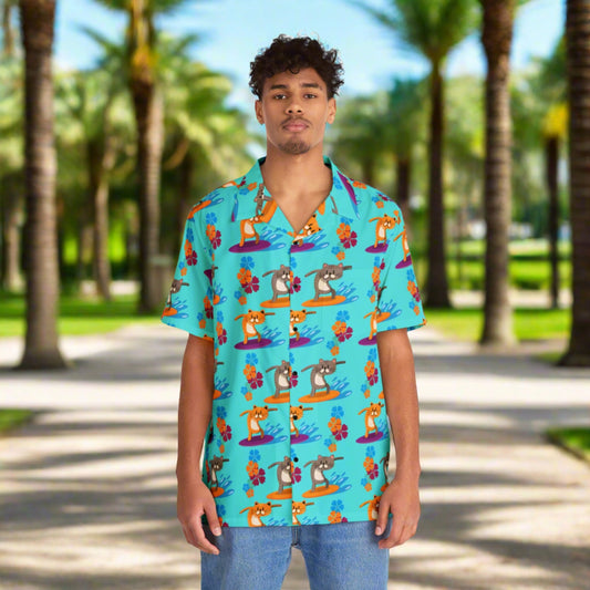 Surfer Cat Men's Hawaiian Shirt - All Over Prints - Epileptic Al’s Shop