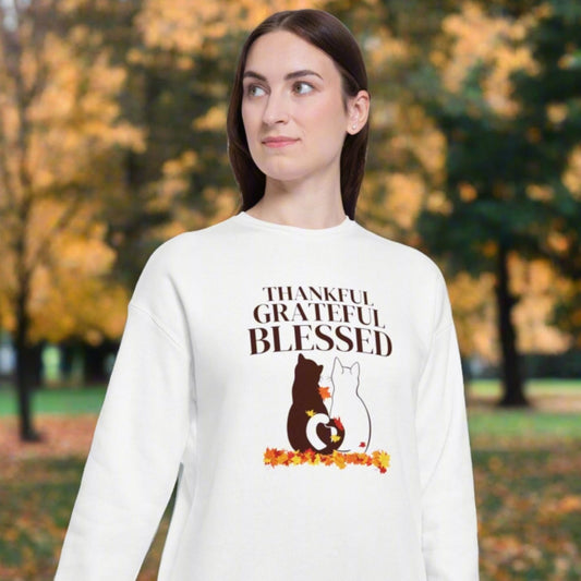 Thankful Grateful Blessed Unisex Drop Shoulder Sweatshirt - Sweatshirt - Epileptic Al’s Shop