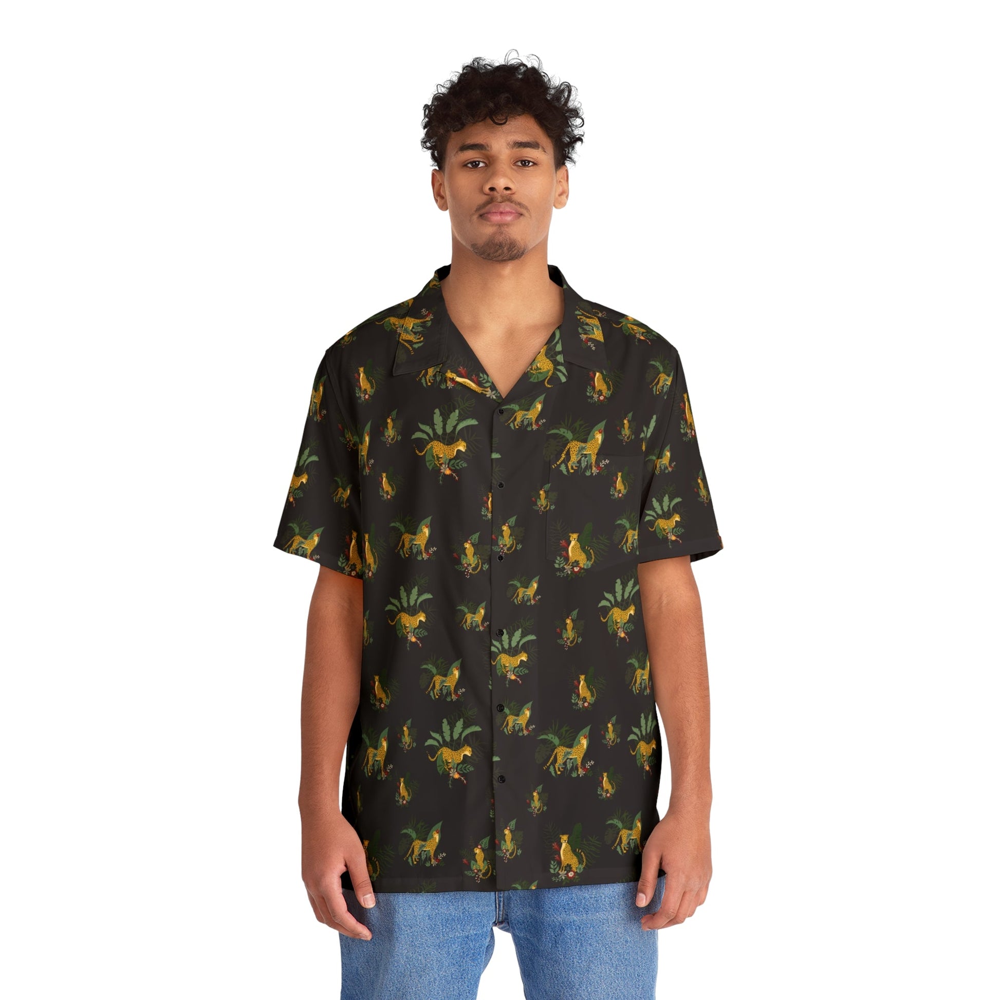 Tropical Wild Cat Men's Hawaiian Shirt - All Over Prints - Epileptic Al’s Shop