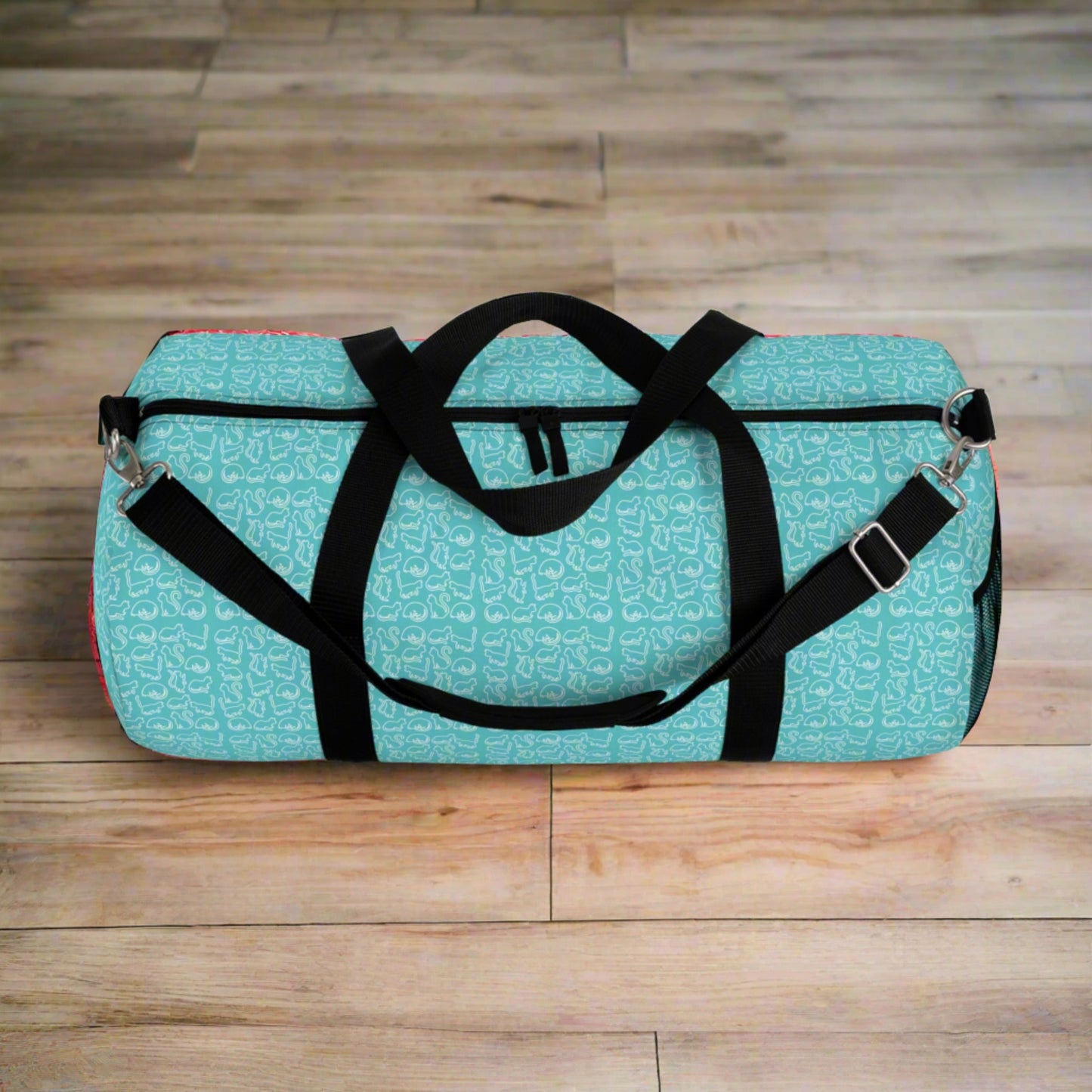 Turquoise Kitties Duffel Bag - Bags - Epileptic Al’s Shop