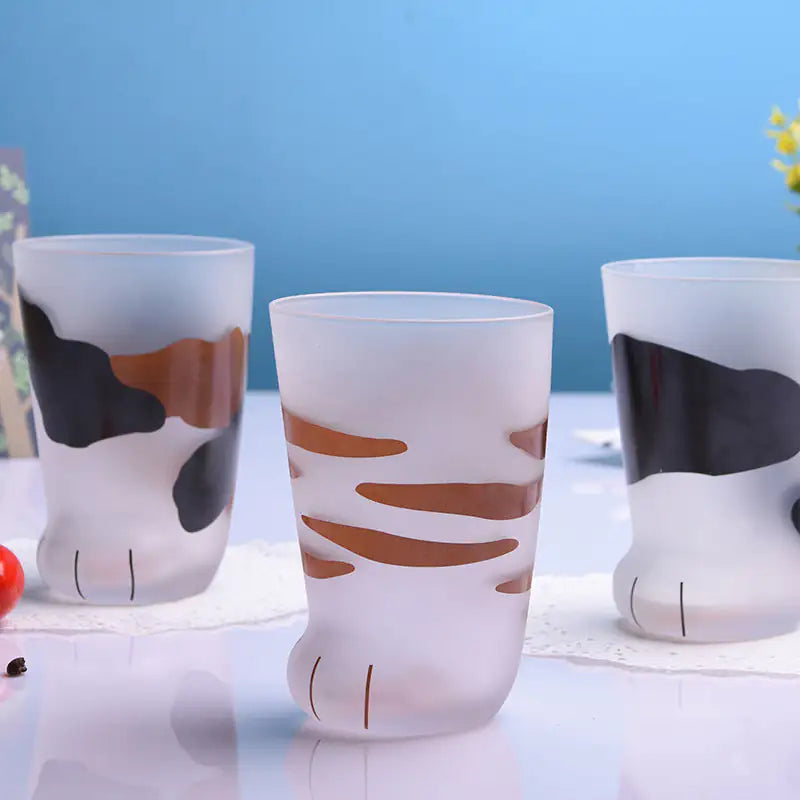 Creative Cute Cat Paws Glass Mug