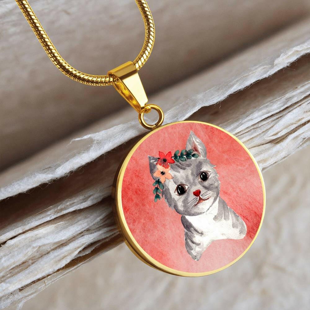 Vintage Watercolor Cat Necklace - Jewelry - Epileptic Al’s Shop