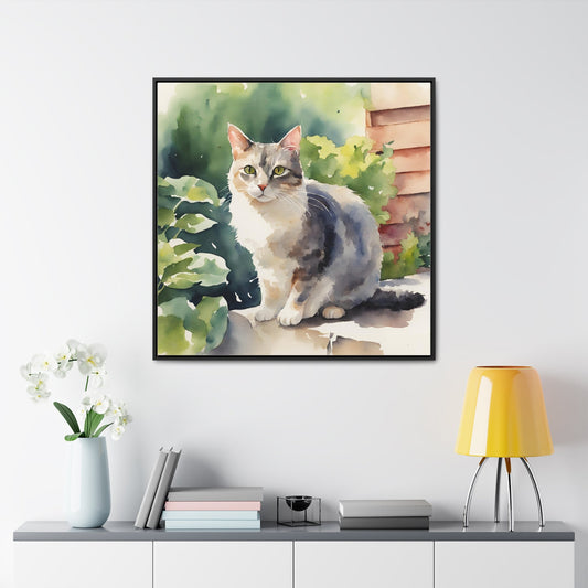 Watercolor Cat Gallery Canvas Wraps, Square Frame - Canvas - Epileptic Al’s Shop