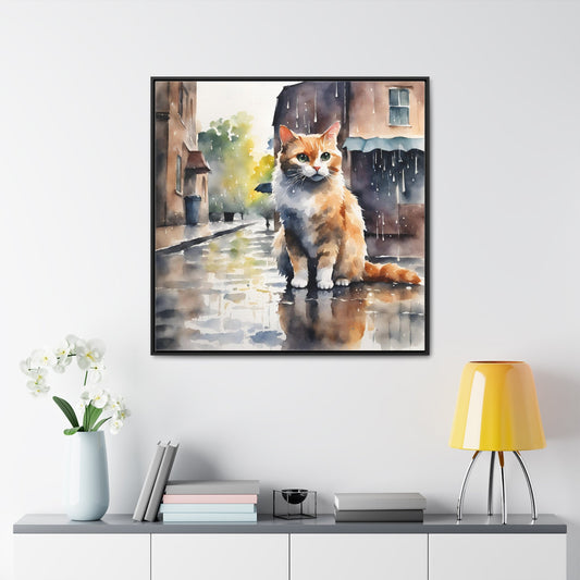 Watercolor Cat Gallery Canvas Wraps, Square Frame - Canvas - Epileptic Al’s Shop