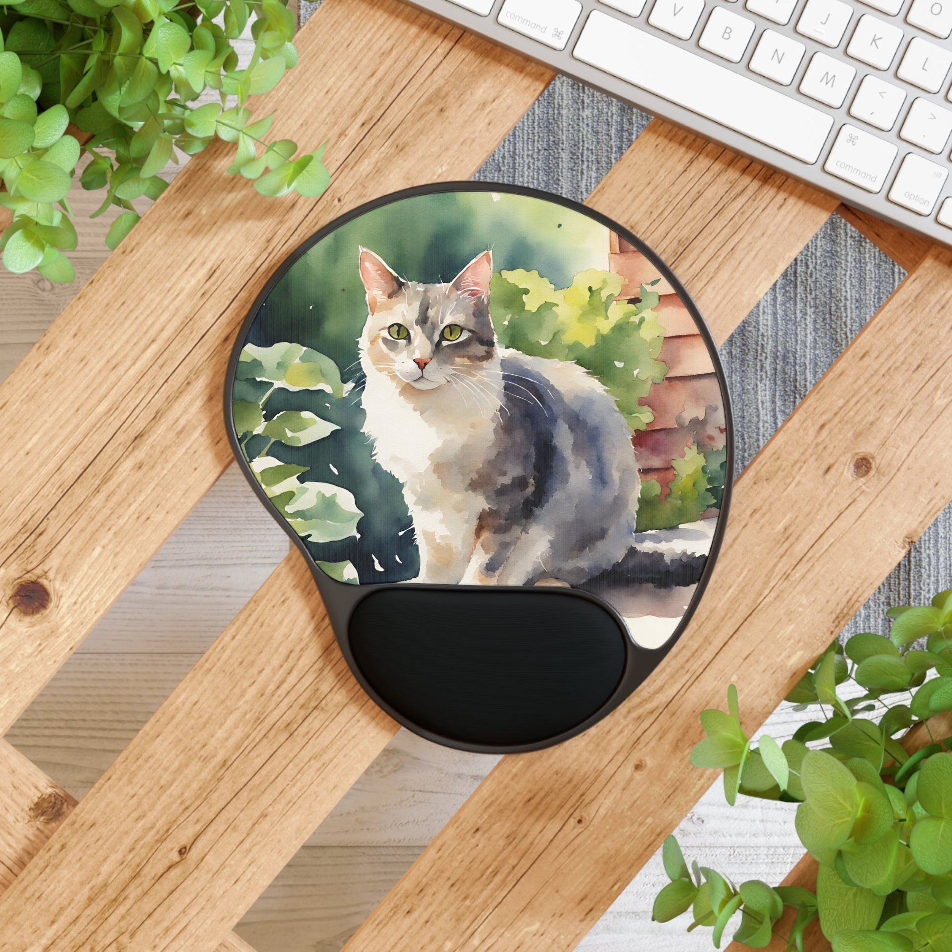 Watercolor Cat Mouse Pad With Wrist Rest - Home Decor - Epileptic Al’s Shop