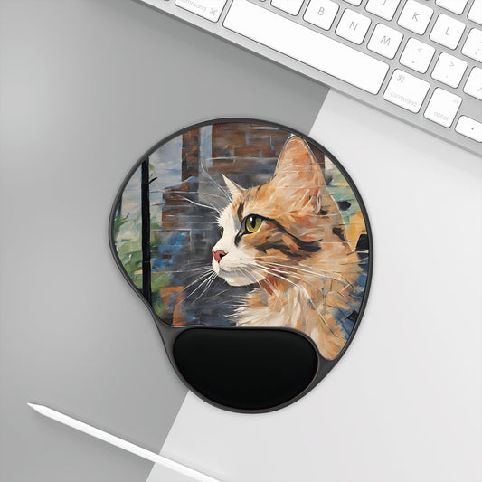 Watercolor Cat Profile Mouse Pad With Wrist Rest - Home Decor - Epileptic Al’s Shop