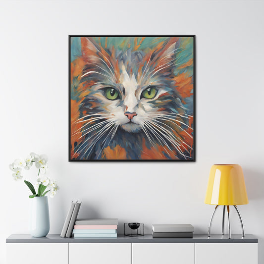 Watercolor Closeup Cat Gallery Canvas Wraps, Square Frame - Canvas - Epileptic Al’s Shop