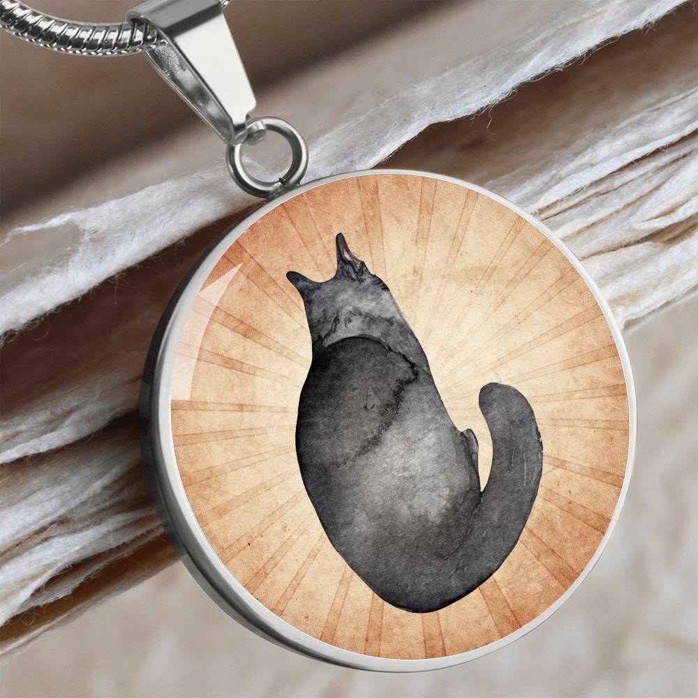 Watercolor Gray Cat Necklace - Jewelry - Epileptic Al’s Shop