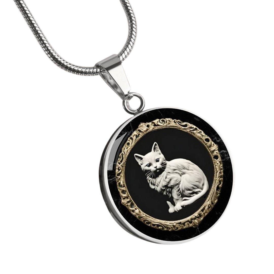 White Cat Cameo Necklace - Jewelry - Epileptic Al’s Shop