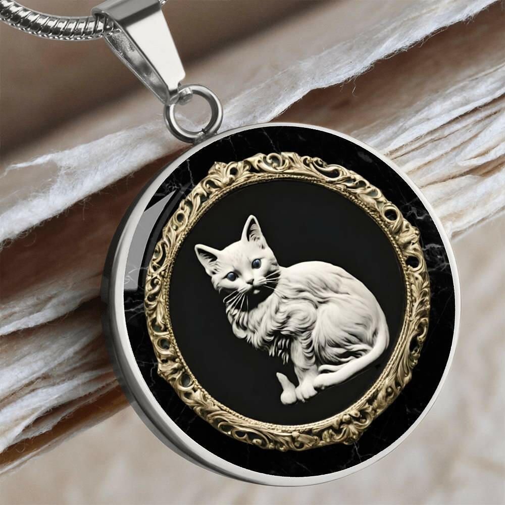 White Cat Cameo Necklace - Jewelry - Epileptic Al’s Shop