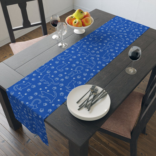 White on Blue Table Runner (Cotton, Poly) - Home Decor - Epileptic Al’s Shop