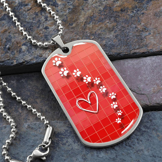 White Prints on Red Tile Necklace - Jewelry - Epileptic Al’s Shop