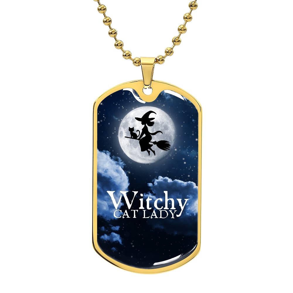 Witchy Cat Lady Dog Tag Necklace - Jewelry - EpiAl's Shop