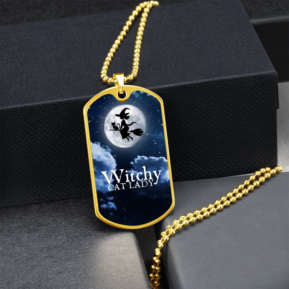 Witchy Cat Lady Dog Tag Necklace - Jewelry - EpiAl's Shop