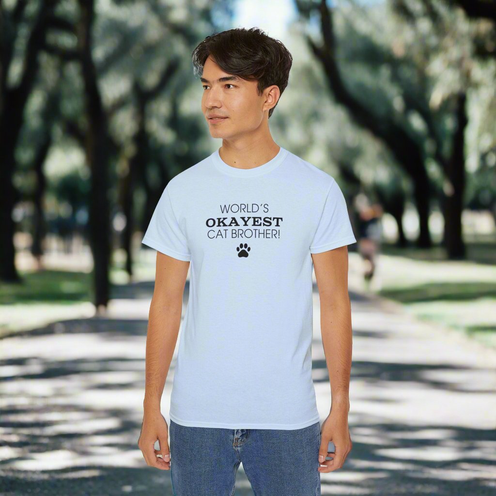 World's Okayest Cat Brother Ultra Cotton Tee - T - Shirt - Epileptic Al’s Shop