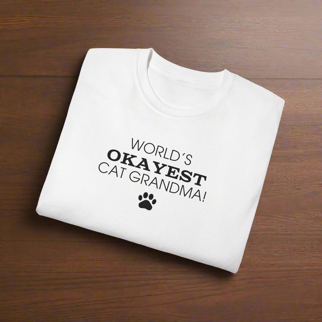 World's Okayest Cat Grandma Ultra Cotton Tee - T - Shirt - Epileptic Al’s Shop