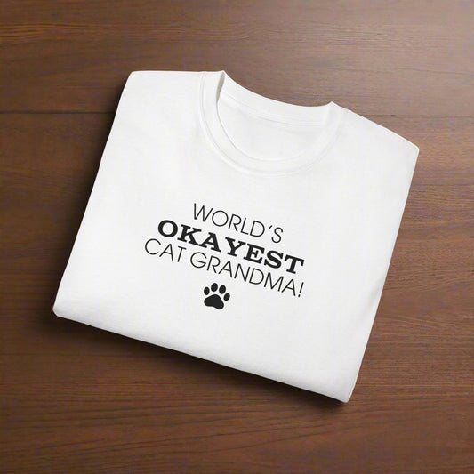 World's Okayest Cat Grandma Ultra Cotton Tee - T - Shirt - Epileptic Al’s Shop