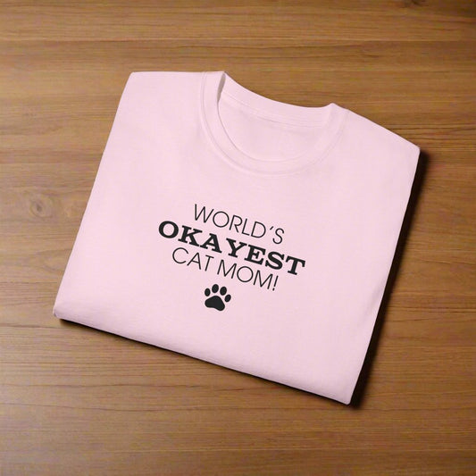 World's Okayest Cat Mom Ultra Cotton Tee - T - Shirt - Epileptic Al’s Shop