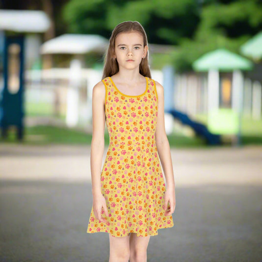 Yellow Paws Girls' Sleeveless Sundress - All Over Prints - Epileptic Al’s Shop